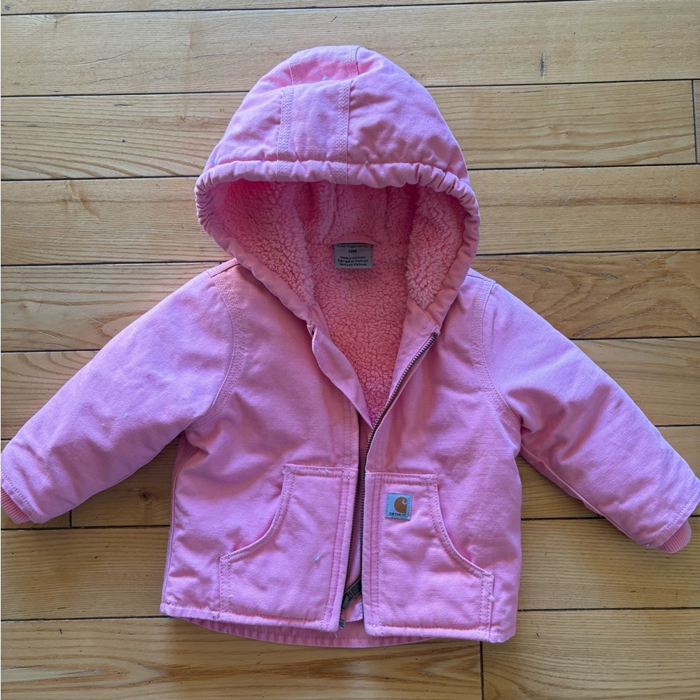 Carhartt Pink Hooded Puffer Jacket for Kids